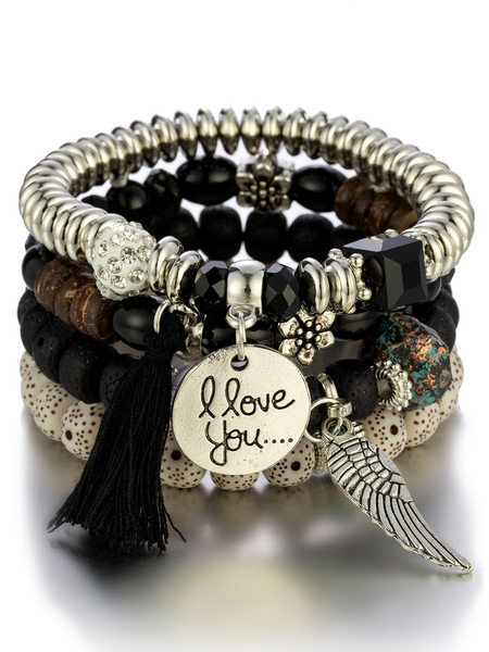 Fringe Multi-Layer Beaded Bracelet H8CWHW6NYK