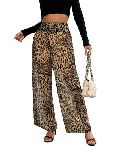 Women's Casual Pants Leopard Print Wide Leg Pants Night Out Pajama Pants H5YAP89Q4T