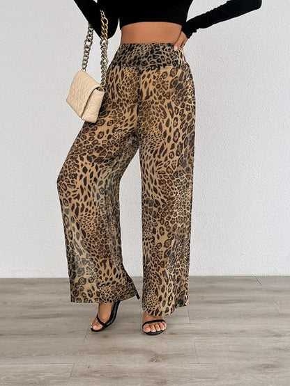 Women's Casual Pants Leopard Print Wide Leg Pants Night Out Pajama Pants H5YAP89Q4T