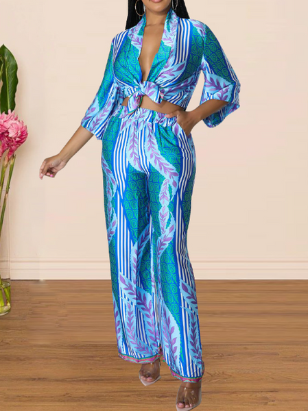 Printed Wide-Leg Pants Two-Piece H638YP2ZYK