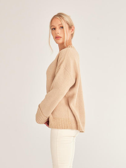 Women's Crewneck Oversized Fuzzy Knit Pullover Sweater