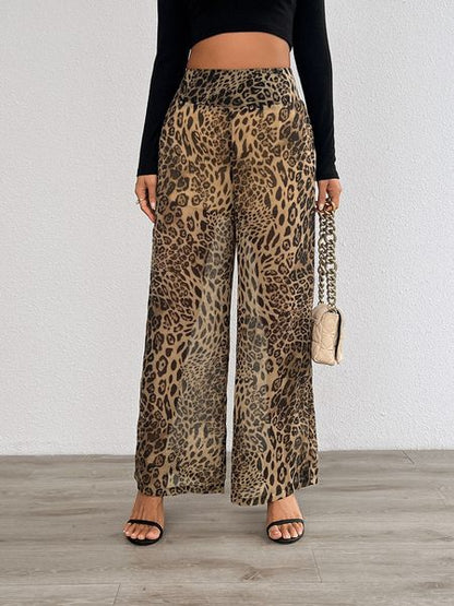 Women's Casual Pants Leopard Print Wide Leg Pants Night Out Pajama Pants H5YAP89Q4T