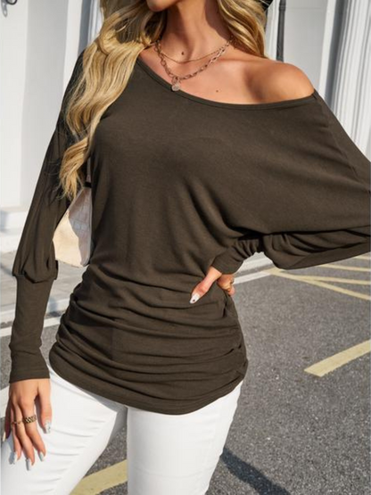 Women's Top Long Sleeved Batwing Sleeve Top