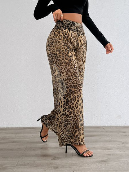 Women's Casual Pants Leopard Print Wide Leg Pants Night Out Pajama Pants H5YAP89Q4T