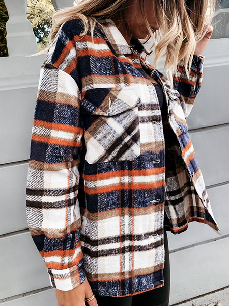 Plaid Long Sleeves Casual Coat HFLWWYLPL8