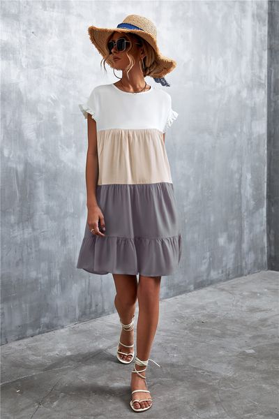 Classic Contrast Paneled Overhang Dress HFD7ZSKZBF