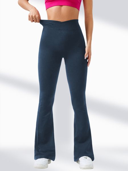 [SEVENISA] Solid Color Flare Yoga Pants High Waisted Leggings HSXPTEHURS