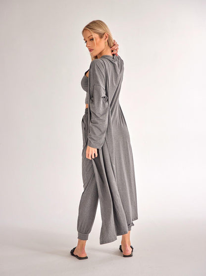 Women's Knitted Vest + Trousers + Cardigan 3 Piece Knit Lounge Set Sweatsuit