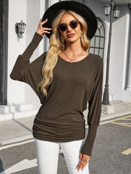 Women's Top Long Sleeved Batwing Sleeve Top