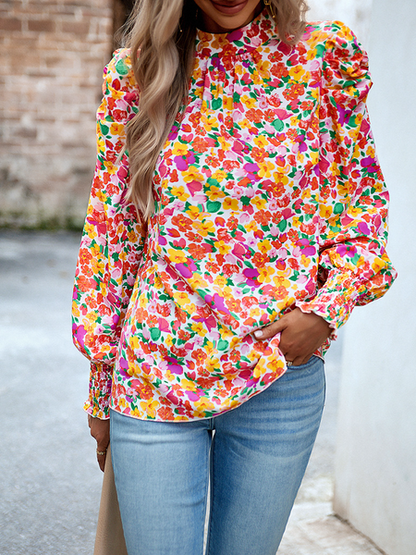 Printed Shirt  Round Neck Long Sleeved Shirt HW5687FLZB