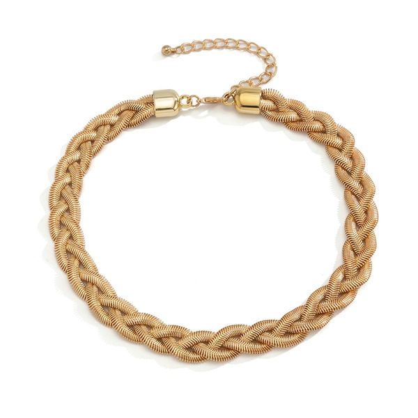 Braided Snakebone Chain Trendy Metal Minimalist Necklace HEDTT5D5TM