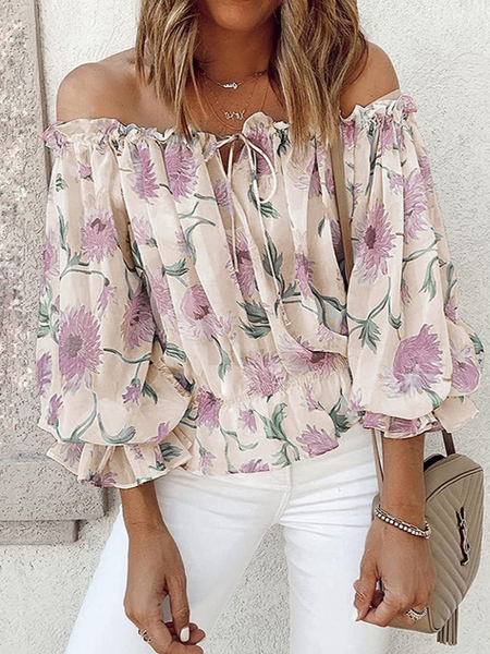 Off-The-Shoulder Chiffon Shirt With A Neckline H9V36AATSH