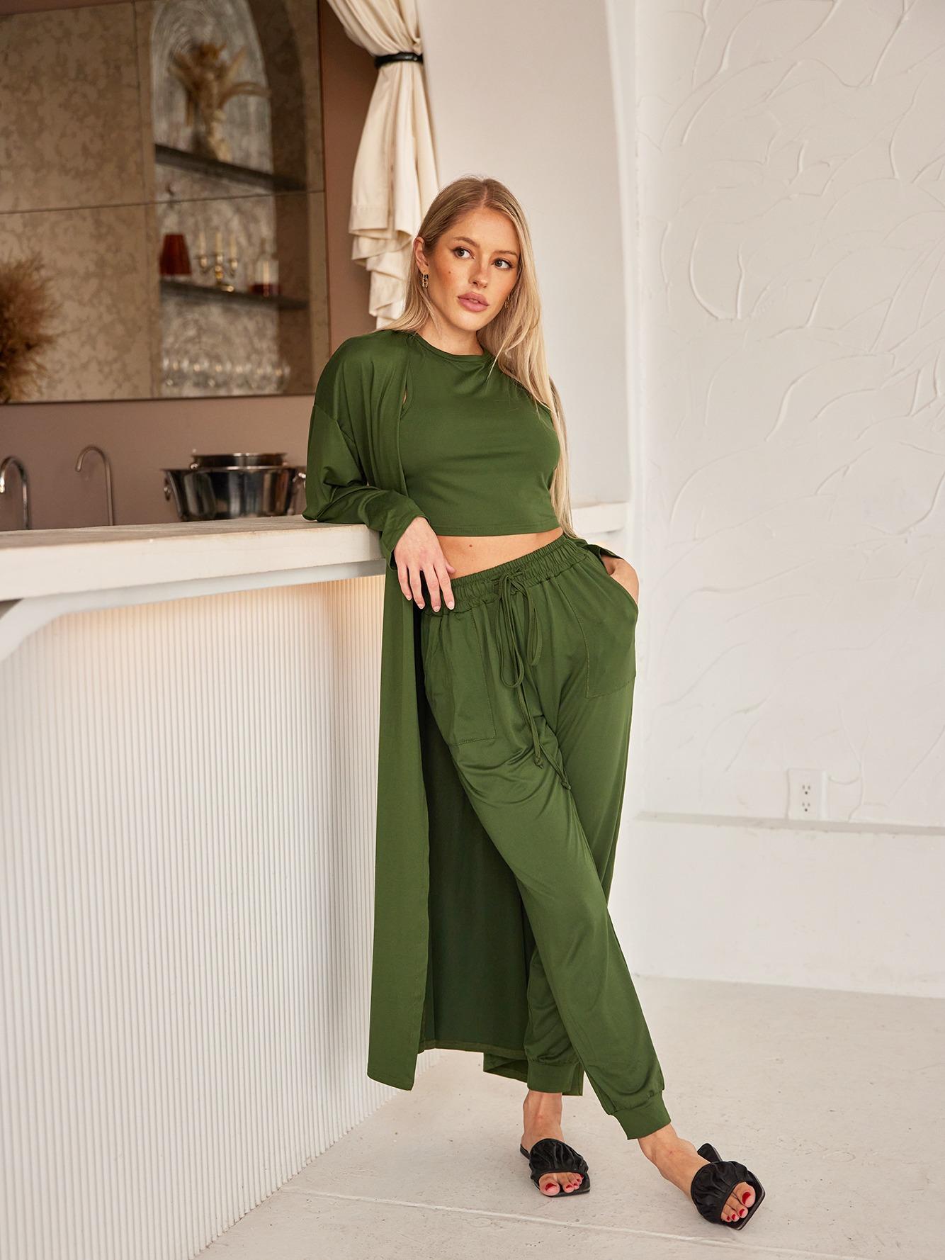 Women's Knitted Vest + Trousers + Cardigan 3 Piece Knit Lounge Set Sweatsuit