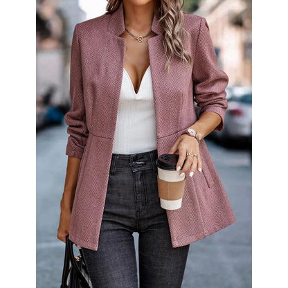 Women's High Collar Long Sleeve Blazer Jacket