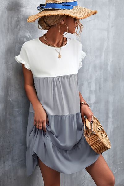 Classic Contrast Paneled Overhang Dress HFD7ZSKZBF