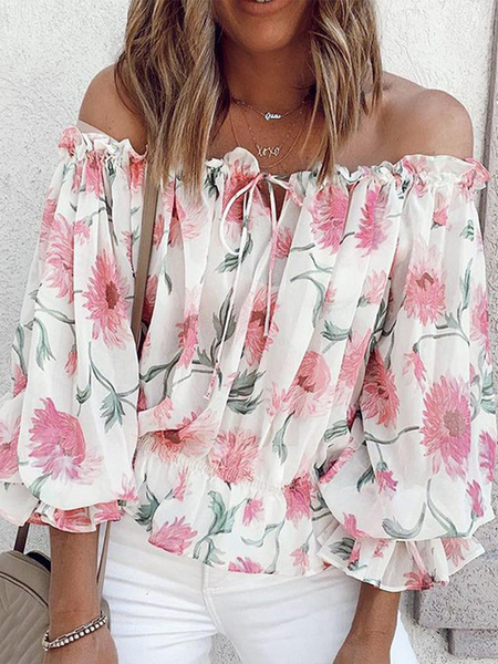 Off-The-Shoulder Chiffon Shirt With A Neckline H9V36AATSH