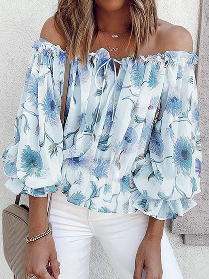 Off-The-Shoulder Chiffon Shirt With A Neckline H9V36AATSH