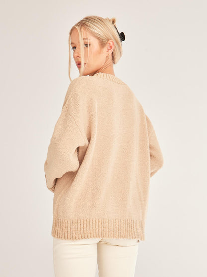 Women's Crewneck Oversized Fuzzy Knit Pullover Sweater