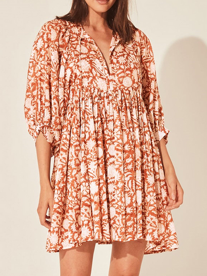 Floral Tie Loose Dress HWUWNZK5X3