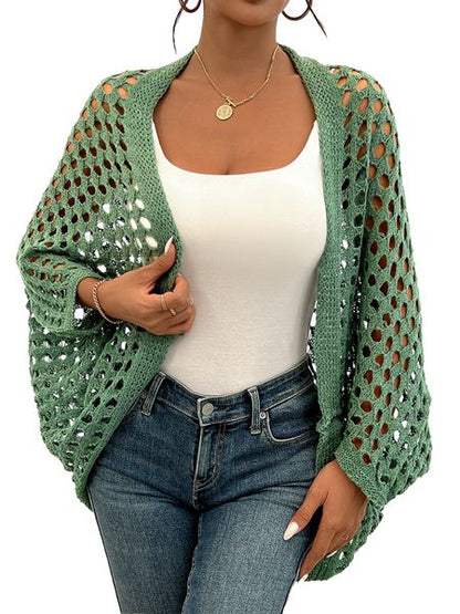 Womens's Batwing Sleeve Open Front Sheer Crochet Cardigan Knitted Sweater HWRT7AF7DV