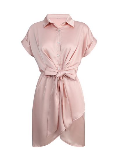 Women's Solid Knot Front Shirt Dress HP7CH56TB2