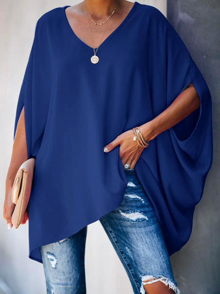 Bat Wing V Neck Blouse HFLDPQC9HB