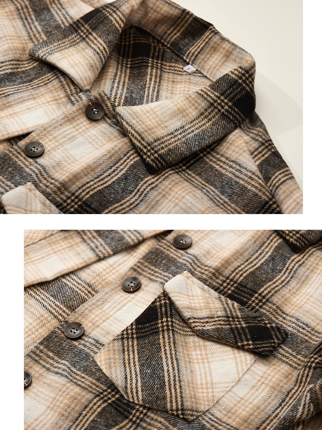 Women's Retro Plaid Long Cardigan Shirt Jacket Coats for Women