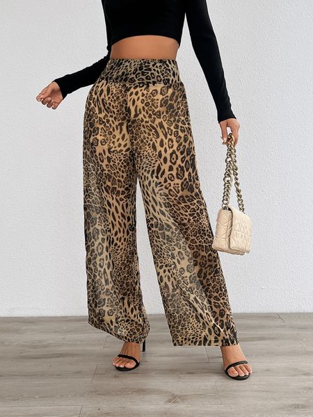 Women's Casual Pants Leopard Print Wide Leg Pants Night Out Pajama Pants H5YAP89Q4T