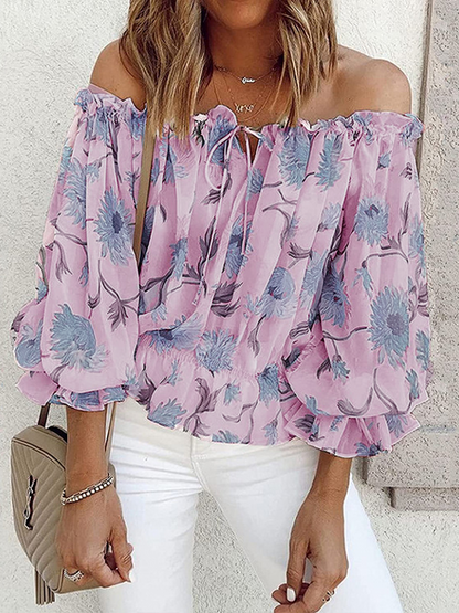 Off-The-Shoulder Chiffon Shirt With A Neckline H9V36AATSH