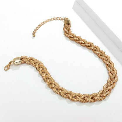 Braided Snakebone Chain Trendy Metal Minimalist Necklace HEDTT5D5TM