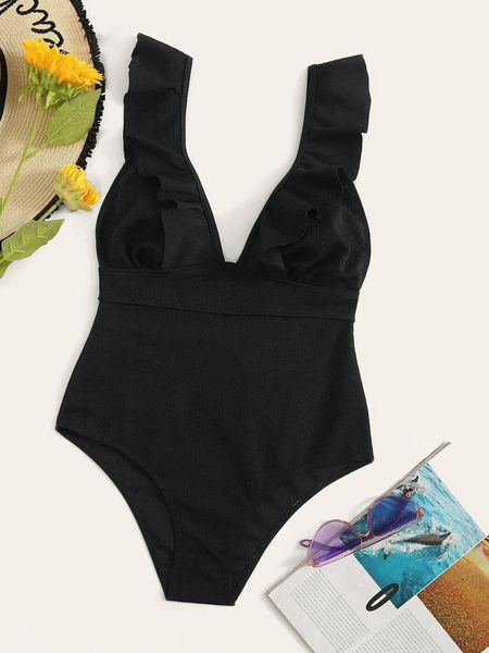 V-neck Ruffled One-piece Swimsuit  HW5U9U7WB5