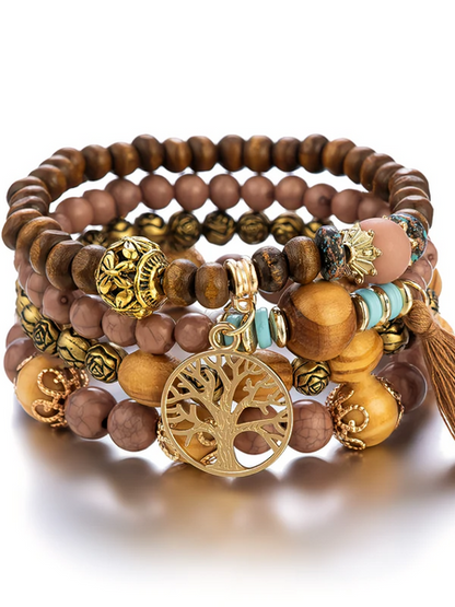 Bohemian style multilayer wooden bead bracelet H8CWHW6SZH